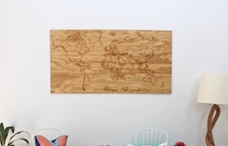 Wood That Has Engraving Of A Map